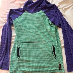 Melanzana microgrid Hoodie— Teal & Purple